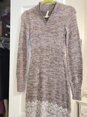 Brown Heathered SOYBU knit long sleeve sweater dress size XS